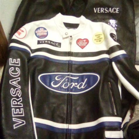 versace ford leather jacket|Versace jacket price.